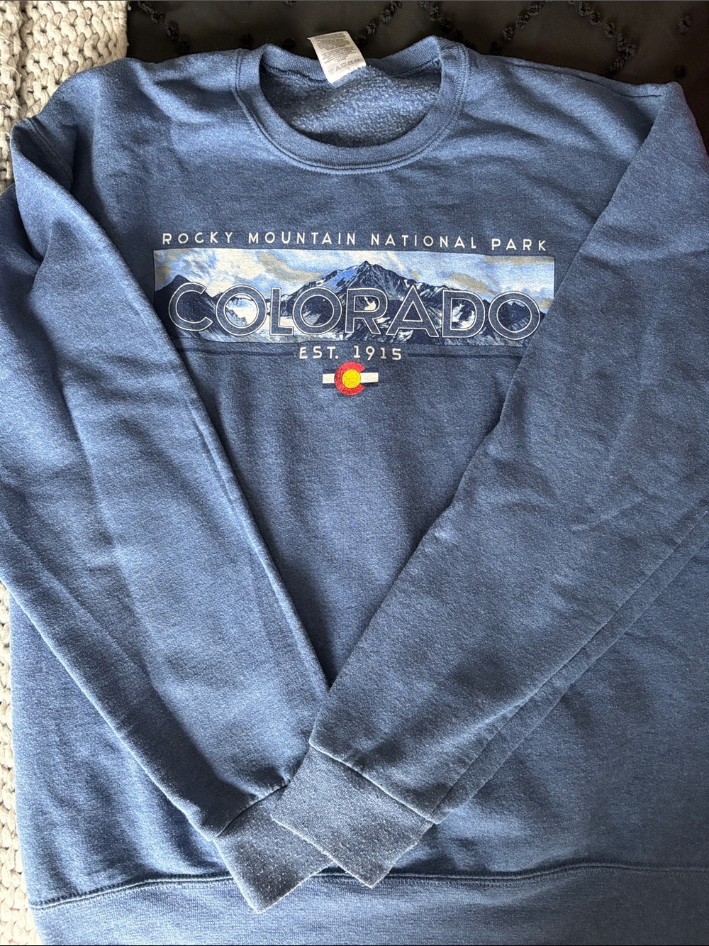 Colorado Rocky Mountain National Park Blue Crewneck Sweatshirt